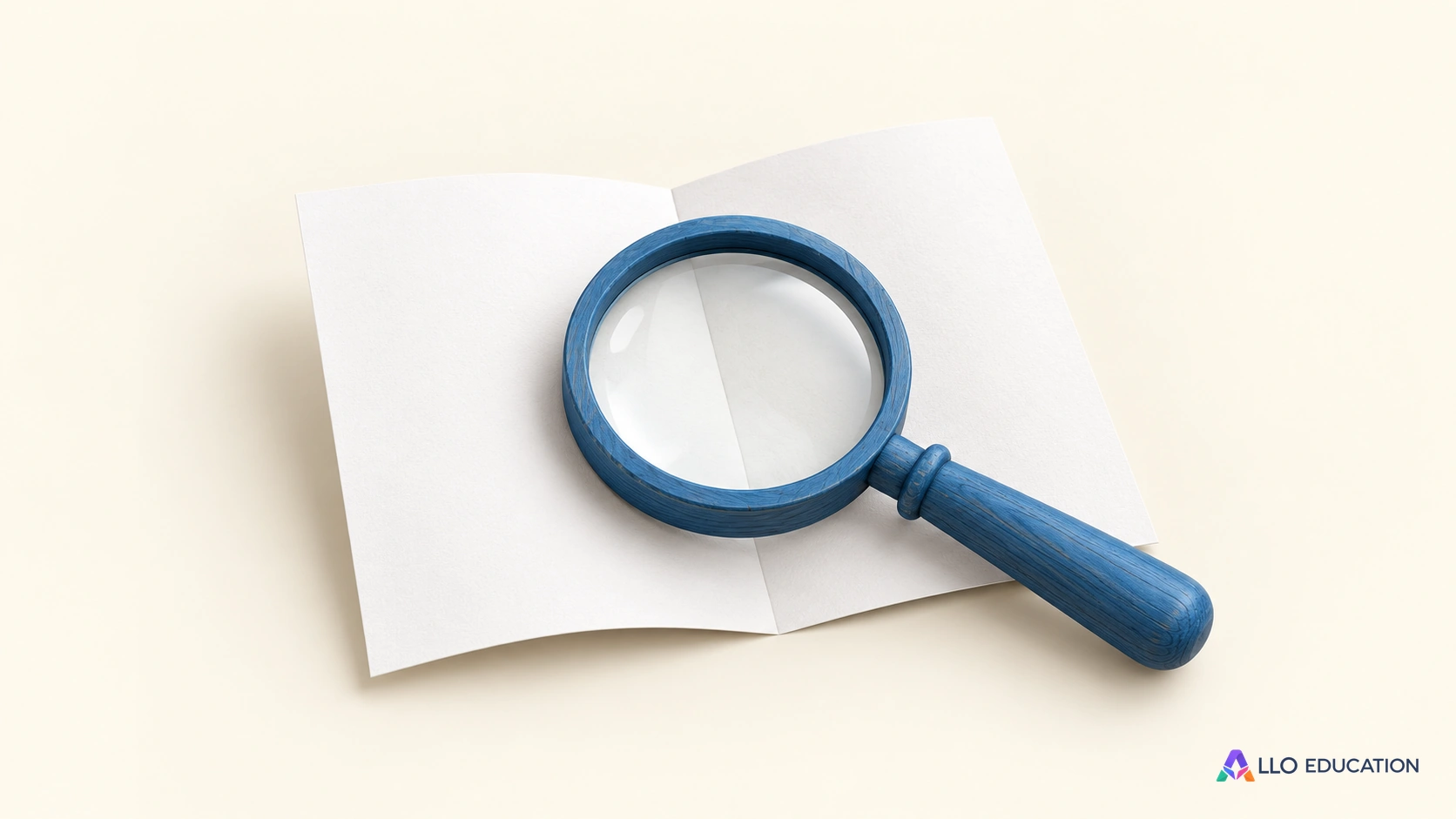 Une loupe bleue et une feuille blanche évoquent la recherche d’indices.